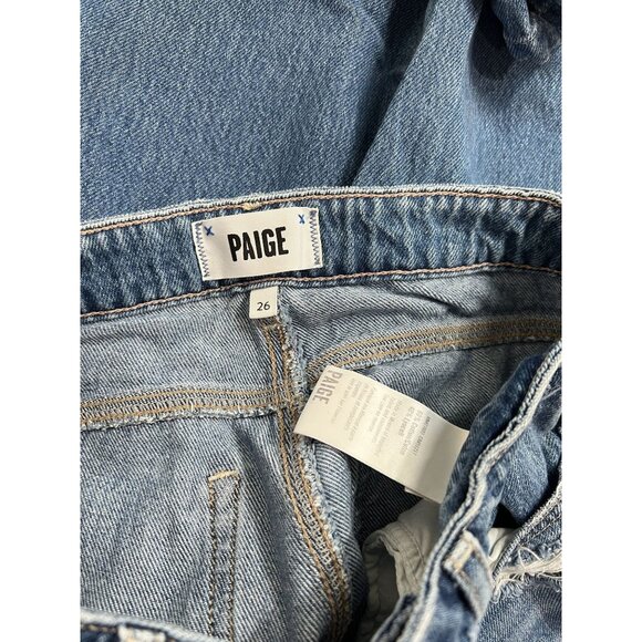 PAIGE Wide Leg Logo patch Straight-leg Jeans in Blue - Picture 5 of 5